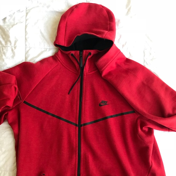 red nike tech fleece jacket